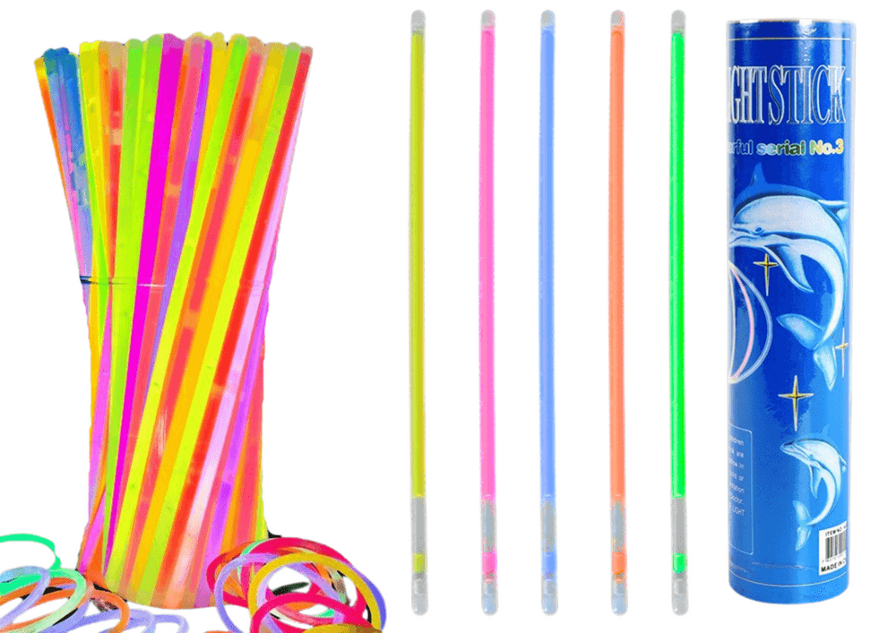 LEAN TOYS Fluorescenčne zapestnice, 100 kosov, več barv, svetleče v temi