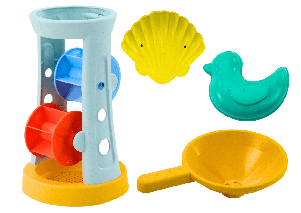 LEAN TOYS Set za igro v pesku, mlin, grablje, lopatka, modelčki 2