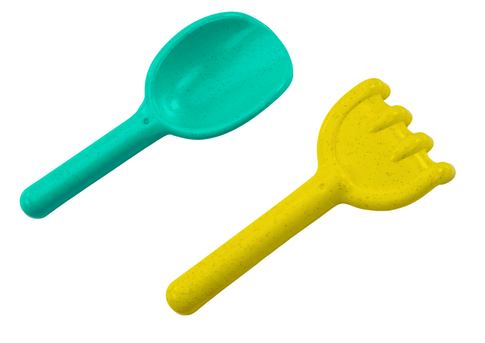 LEAN TOYS Set za igro v pesku, mlin, grablje, lopatka, modelčki 3
