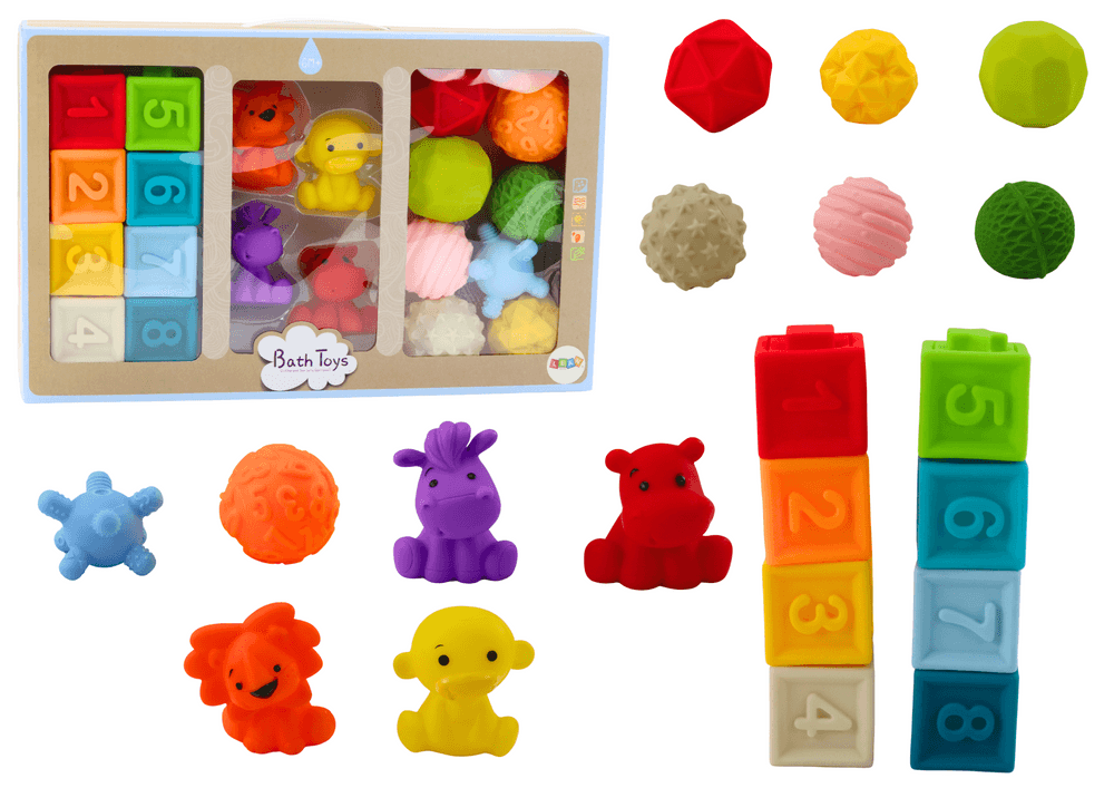 LEAN TOYS Mehki gradbeni bloki za kopanje, 20 kosov, živali, oblike