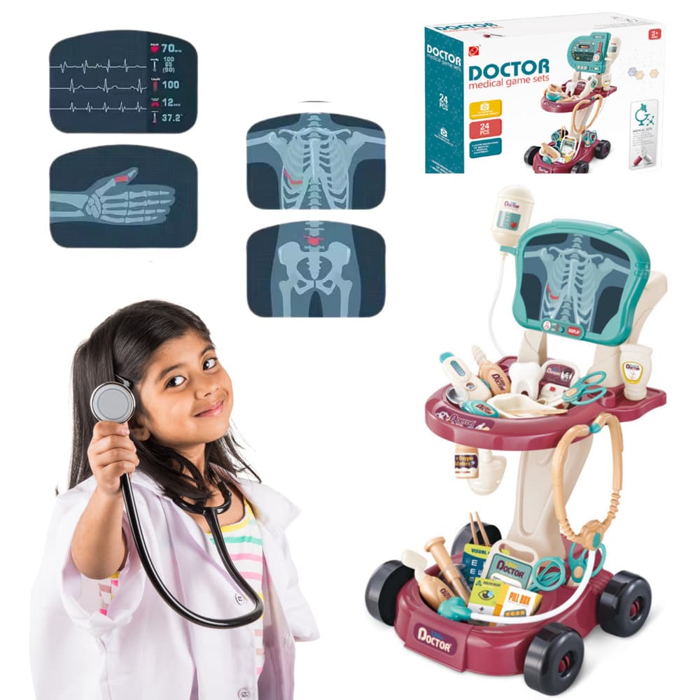 LEAN TOYS Mali doktorski set na vozičku, EKG 2