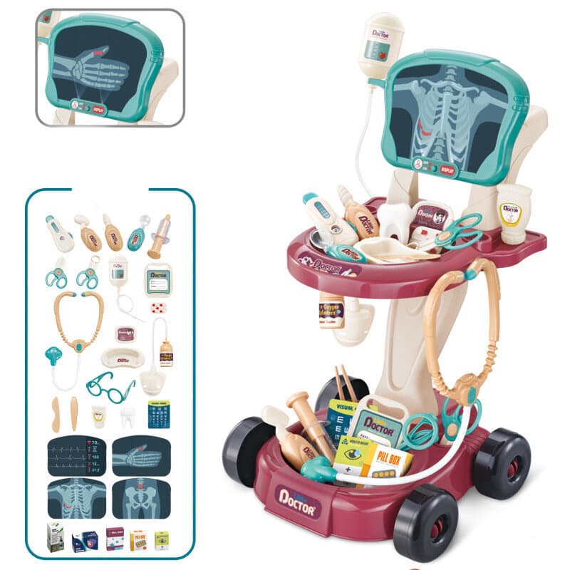 LEAN TOYS Mali doktorski set na vozičku, EKG
