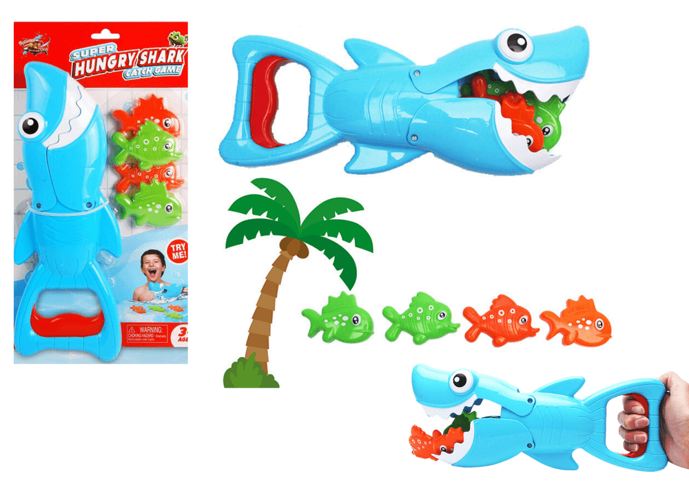 LEAN TOYS Igra za kopanje, morski pes lovec na ribe, modra