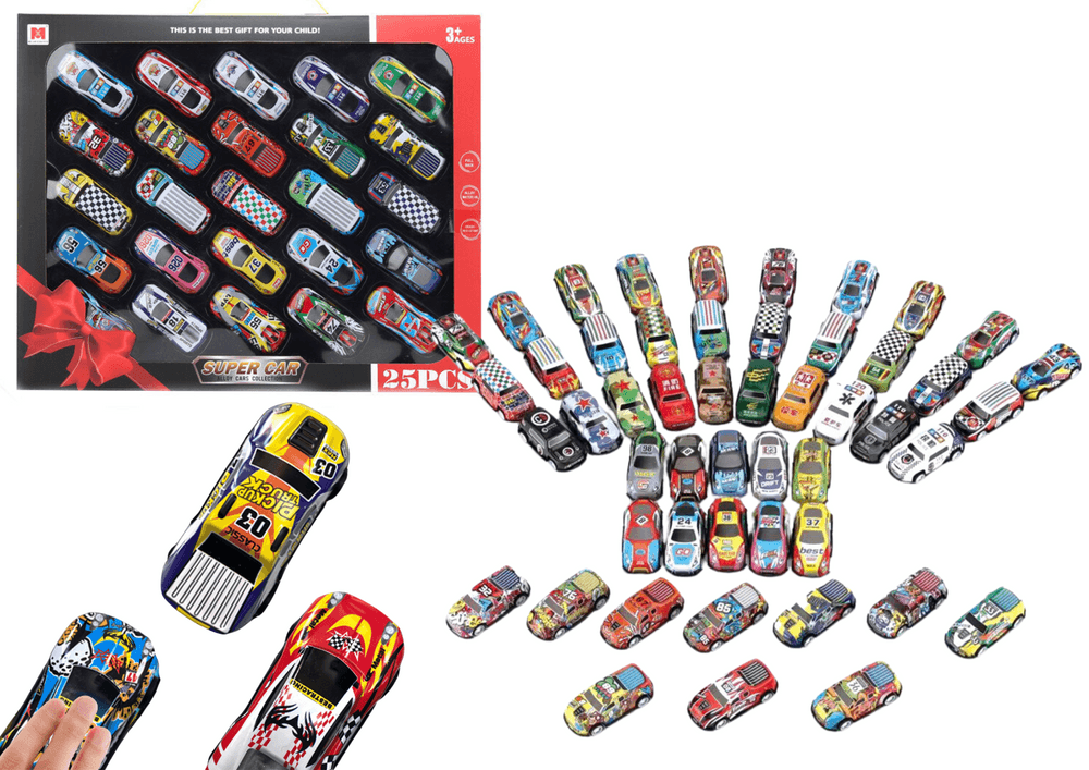 LEAN TOYS Komplet mini avtomobilčkov, 25 kosov, s potegom nazaj