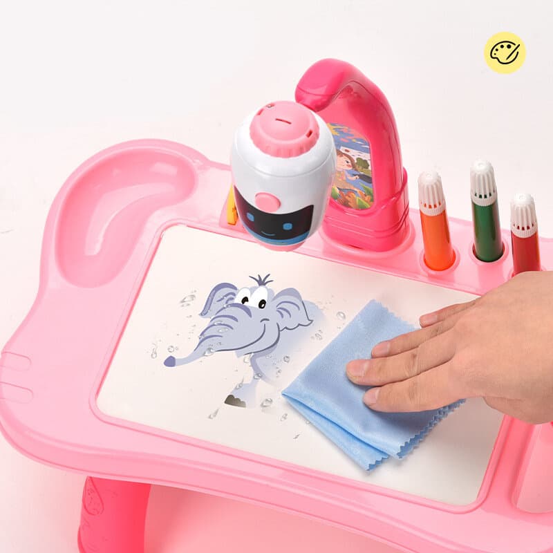 Mini projektor robot LEAN TOYS, mizica za risanje, roza 3
