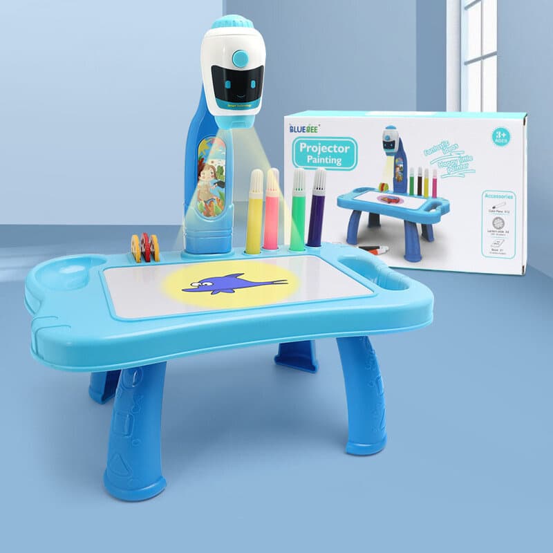 Mini projektor robot LEAN TOYS, mizica za risanje, moder 2