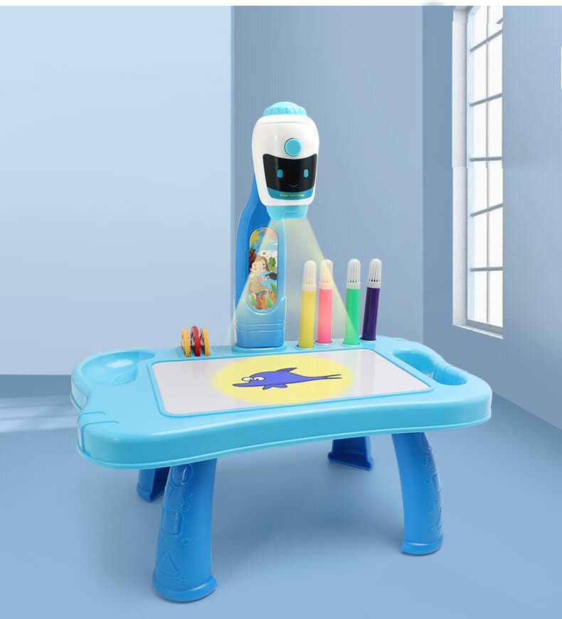 Mini projektor robot LEAN TOYS, mizica za risanje, moder 4