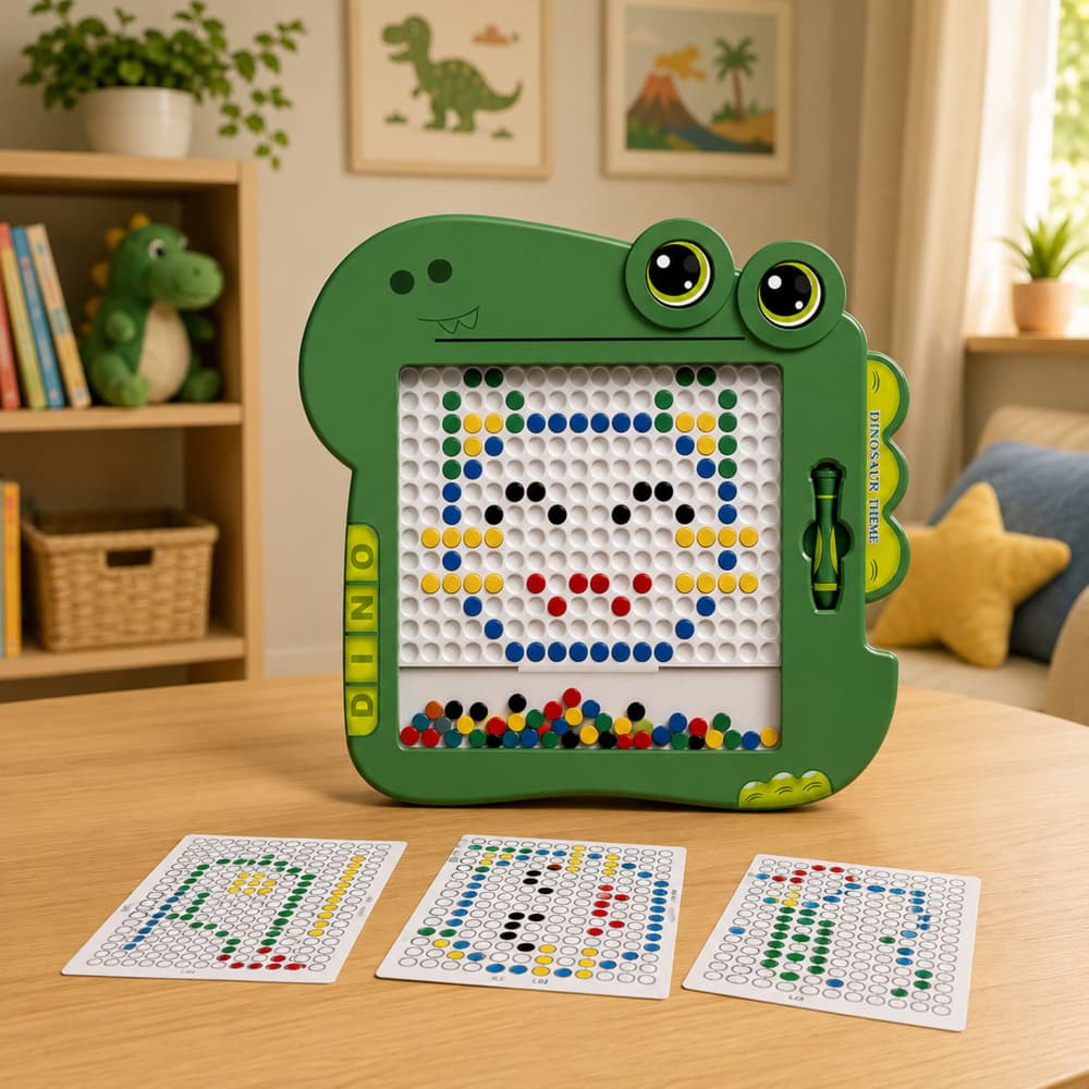 LEAN TOYS Magnetska tabla dinozaver, zelena 4