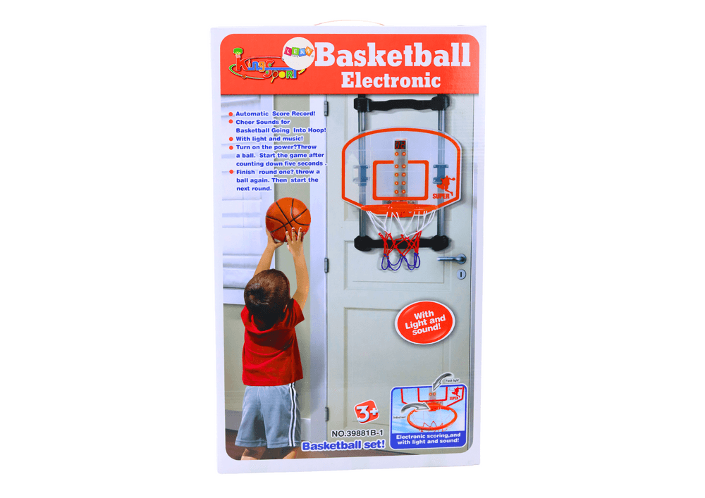 LEAN TOYS Koš za košarko z nastavljivo višino, žogo in tlačilko 3