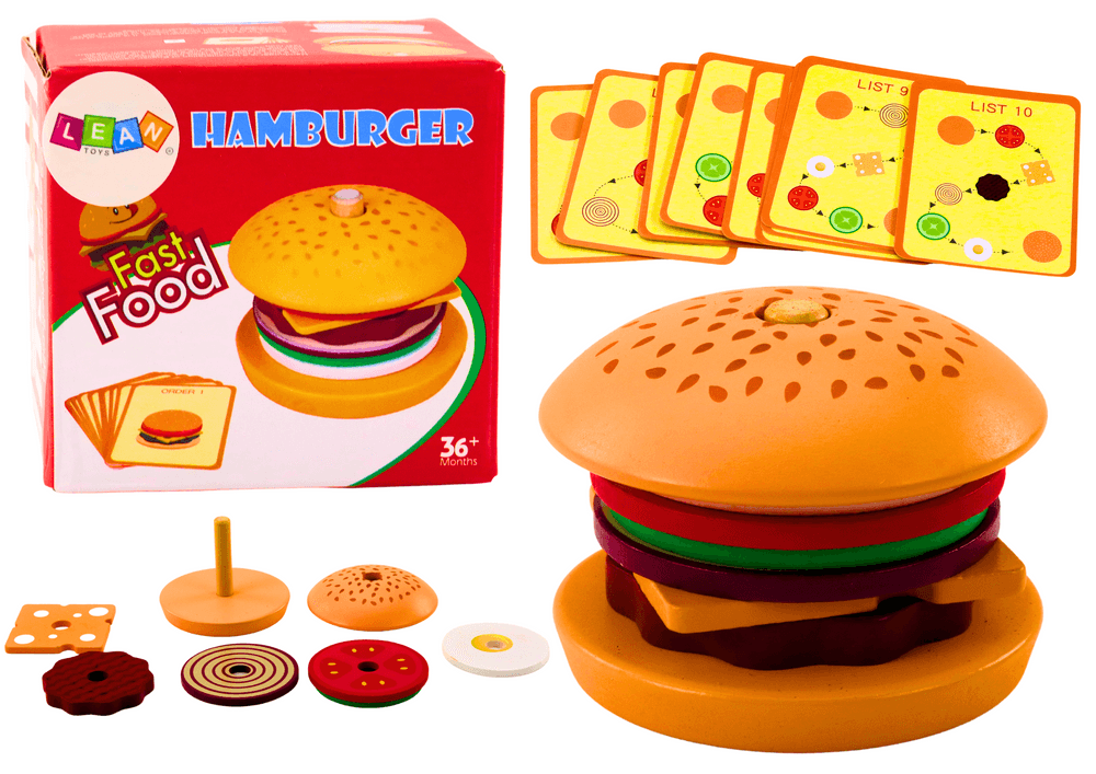 Leseni hamburger z 8 elementi in 10 karticami s recepti