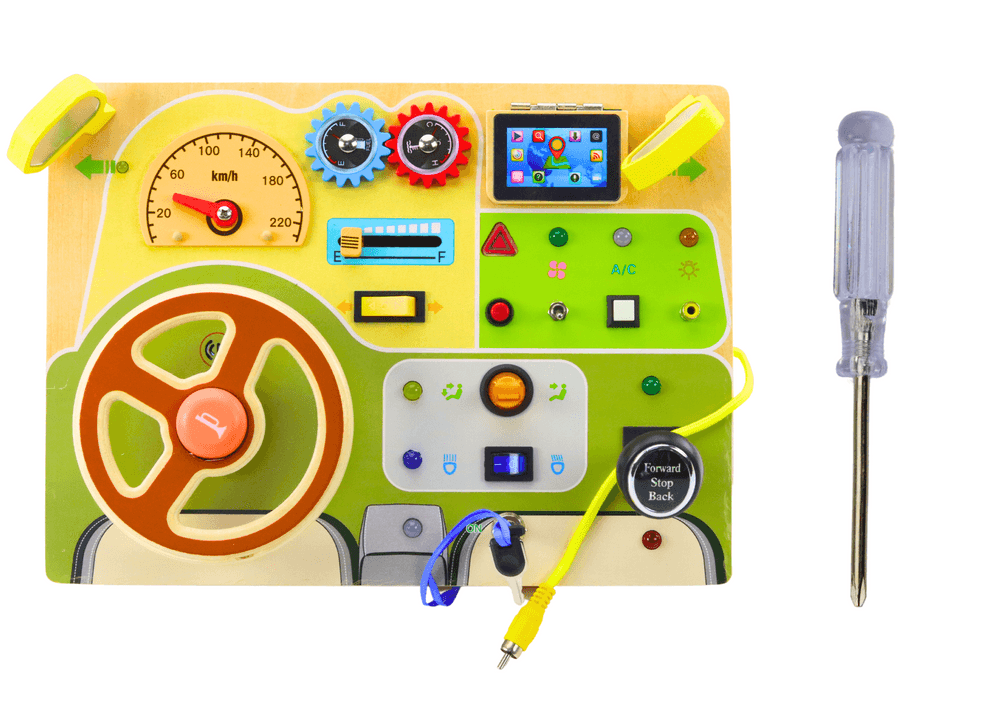 LEAN TOYS Lesena Senzorična Tabla "Avtomobilček" z LED Lučkami 2