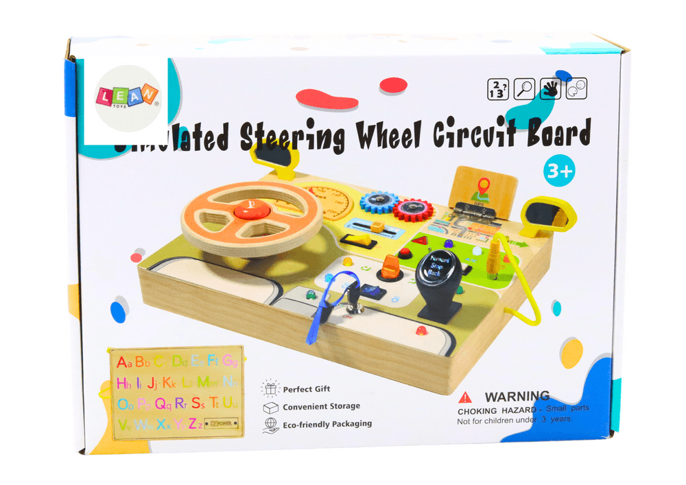 LEAN TOYS Lesena Senzorična Tabla "Avtomobilček" z LED Lučkami 3