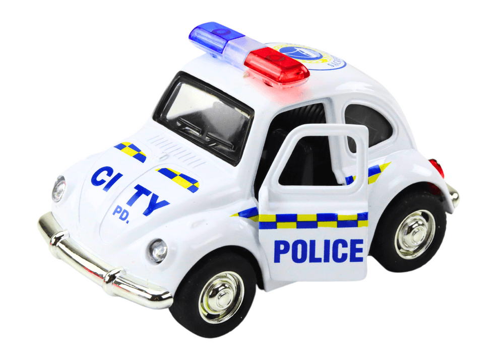 Policijsko avto retro, 1:38, na vleko, luči, zvoki (bela) 2