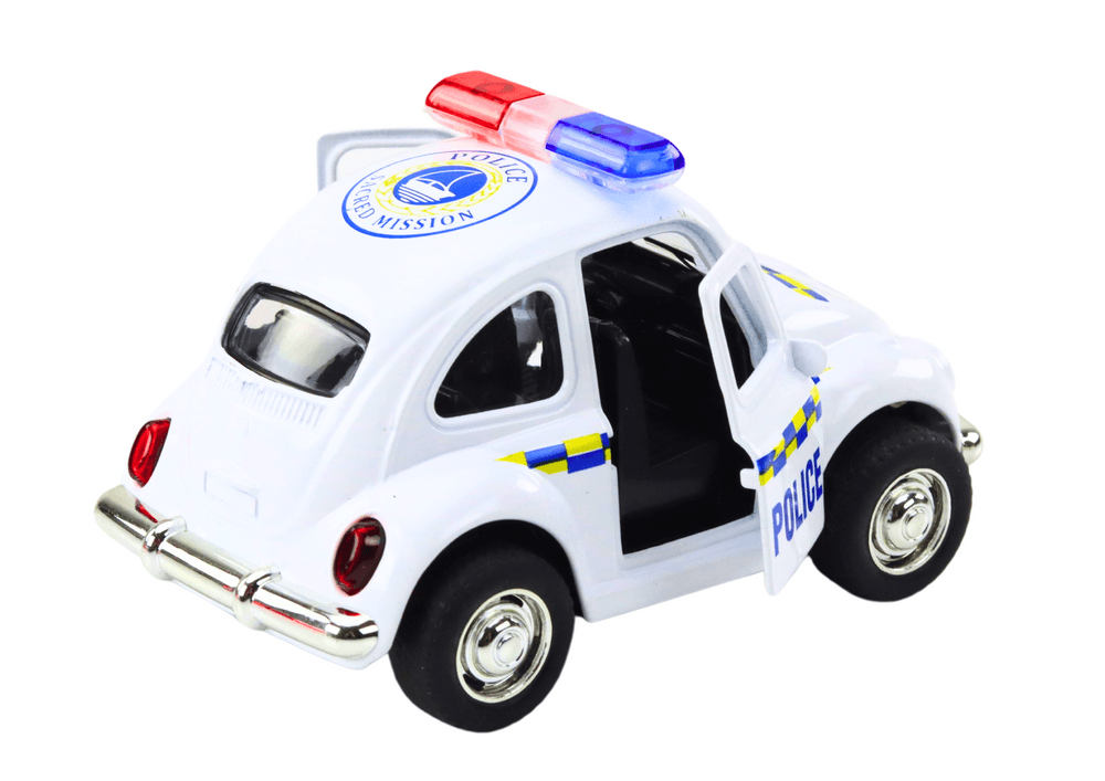 Policijsko avto retro, 1:38, na vleko, luči, zvoki (bela) 3