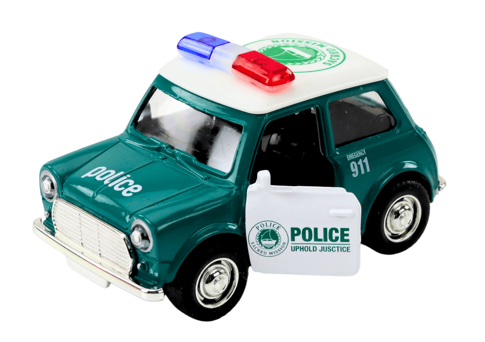 Policijsko avto retro, 1:38, na vleko, luči, zvoki (zelen) 2