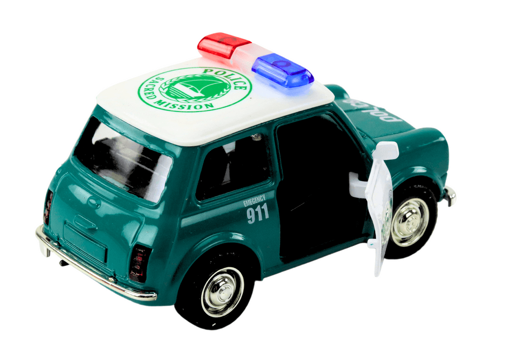 Policijsko avto retro, 1:38, na vleko, luči, zvoki (zelen) 3