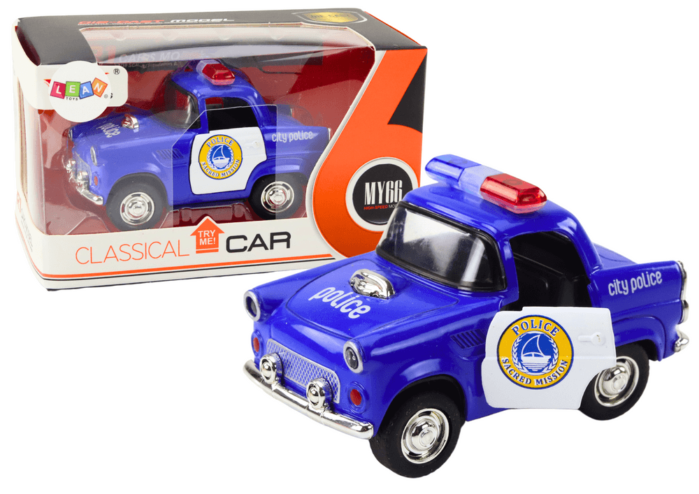 Policijsko avto retro, 1:38, na vleko, luči, zvoki (modra)