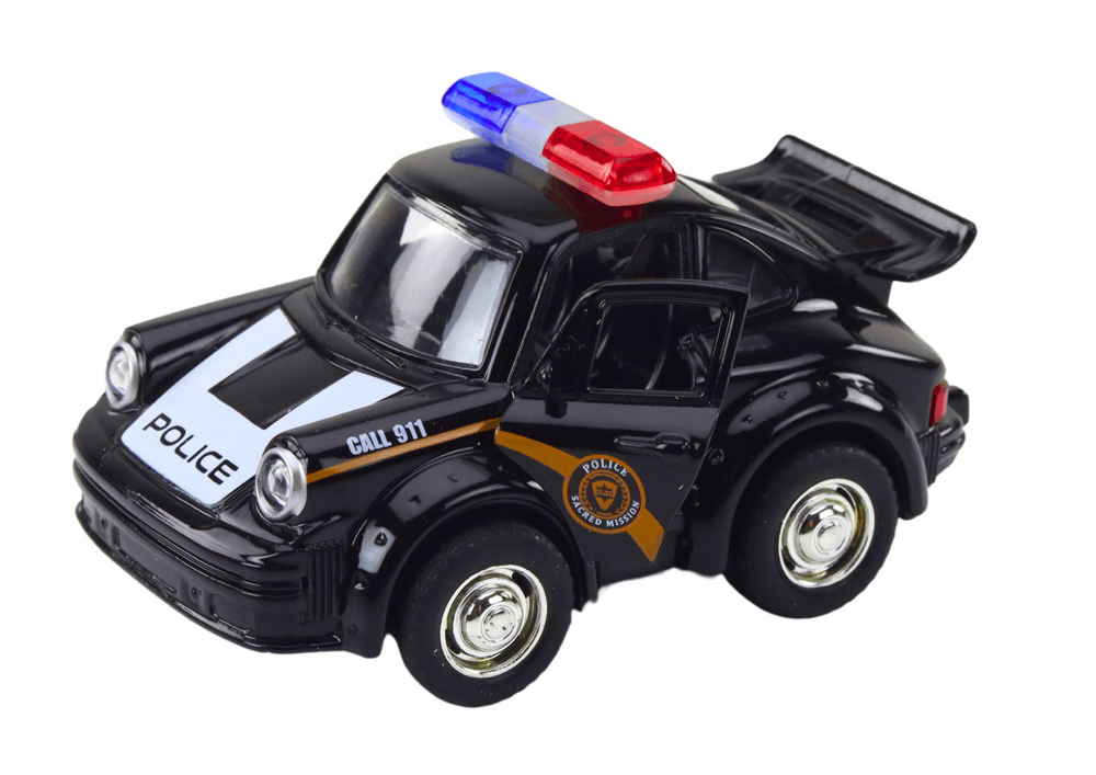 Policijsko avto retro, 1:38, na vleko, luči, zvoki (črn) 2