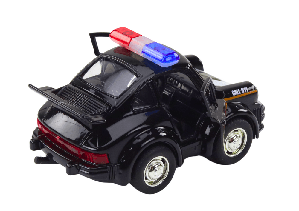 Policijsko avto retro, 1:38, na vleko, luči, zvoki (črn) 3