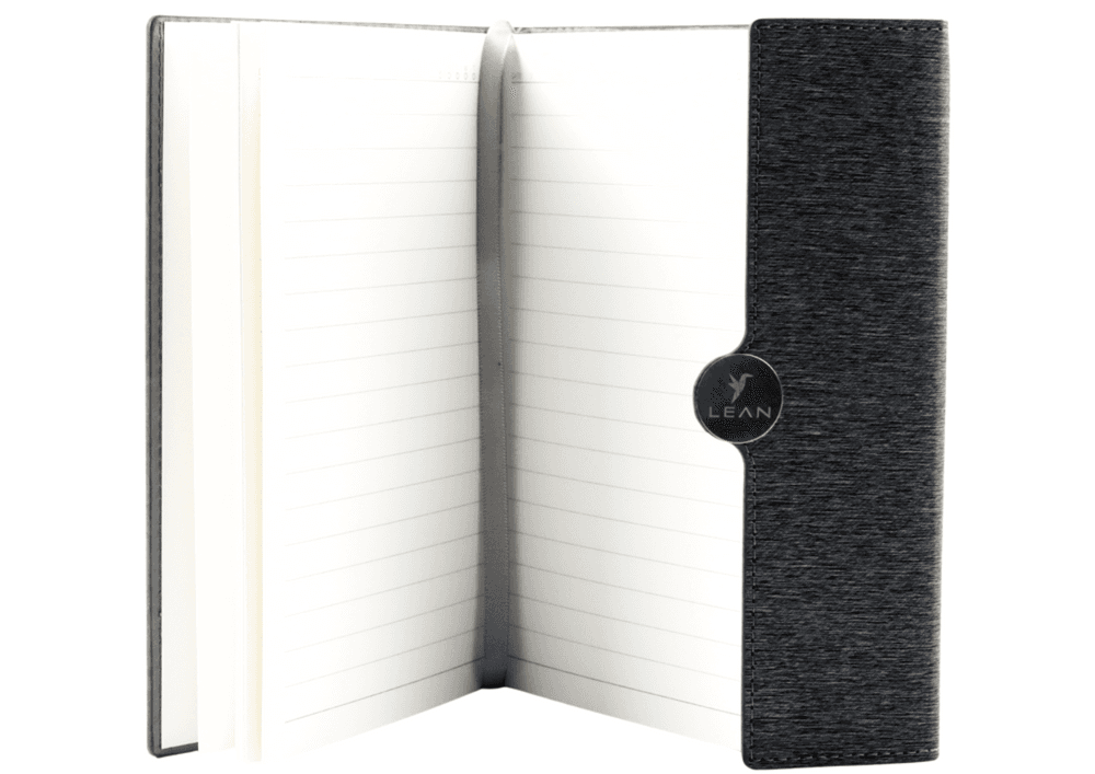 LEAN Notes na magnet, A5, z vrvico, črn 3