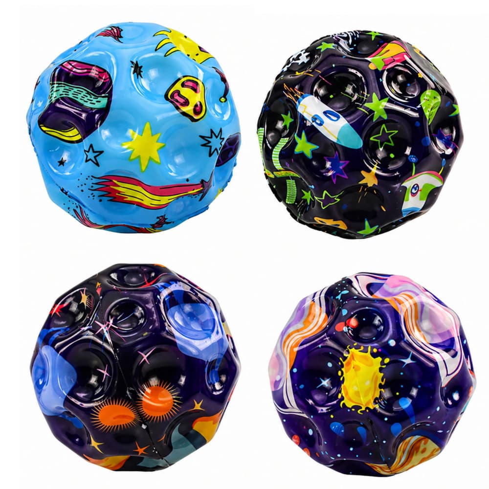 LEAN TOYS Žogica z izboklinami, vesolje, 7cm 2