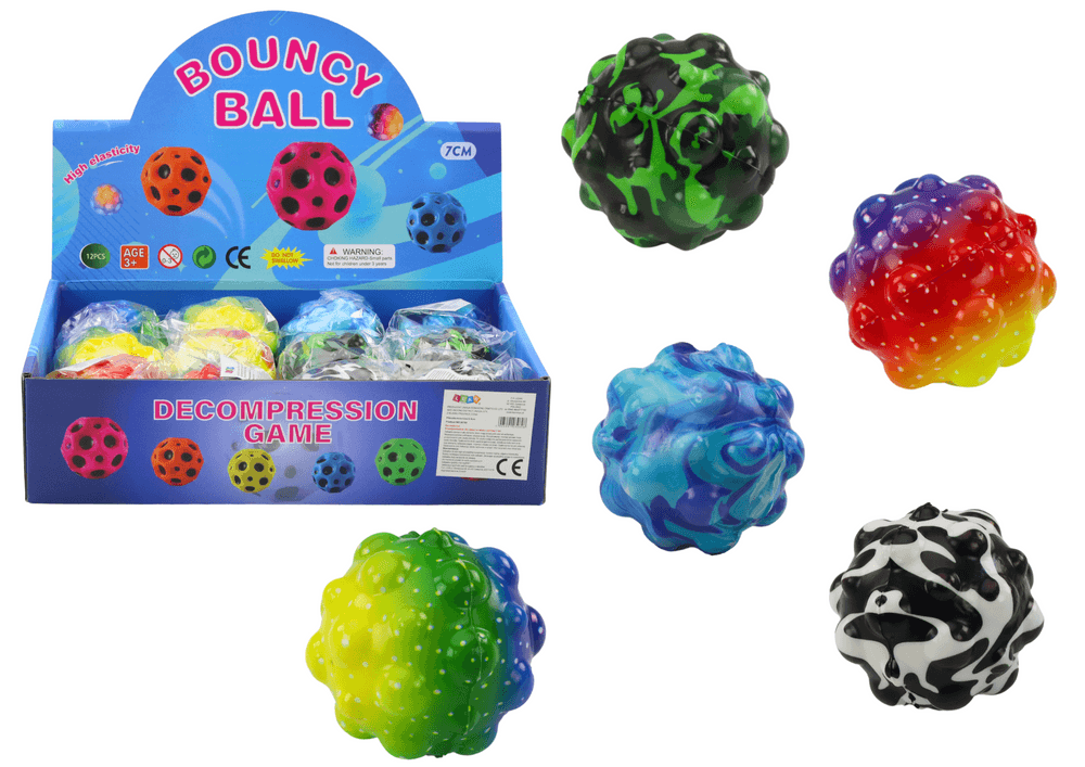 LEAN TOYS Pisana žogica za gnetenje in odbijanje z izboklinami (6,5 cm)