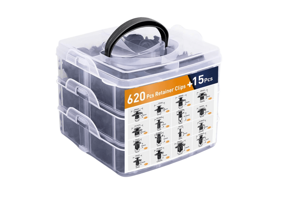 LEAN Set avtomobilskih sponk v organizatorju, 16 velikosti, PVC, 620 kosov 2