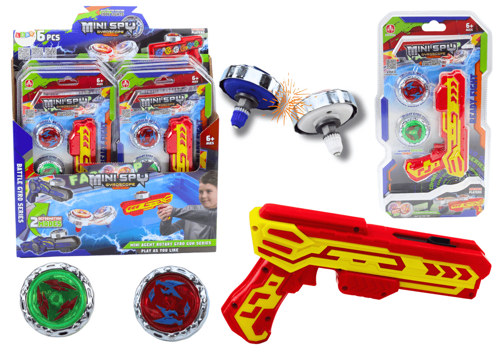 LEAN TOYS Set pištol izstreljevalk, 2 kovinska koluta, rdeč, luči