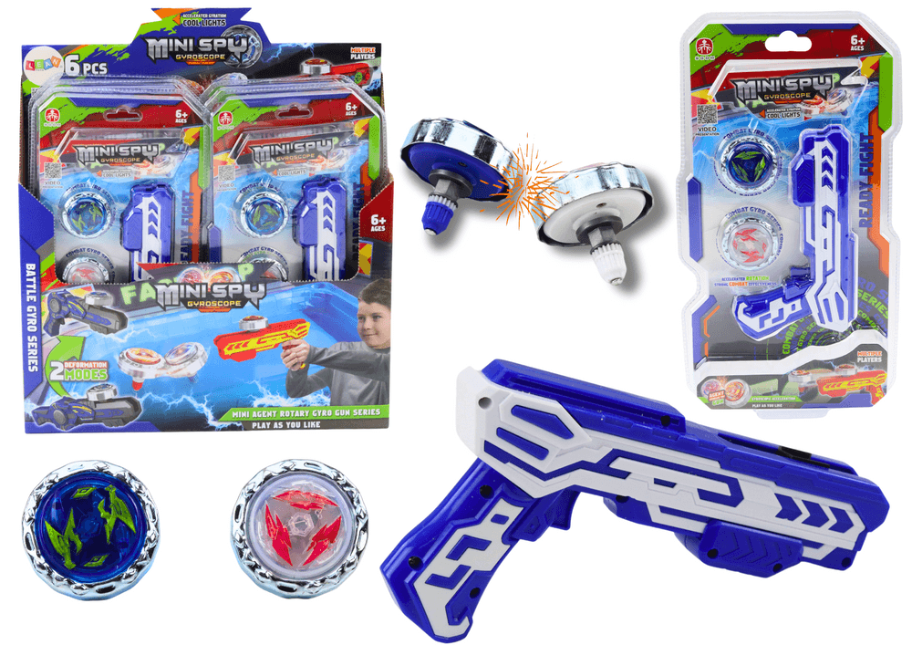 LEAN TOYS Set pištol izstreljevalk, 2 kovinska koluta, moder, luči