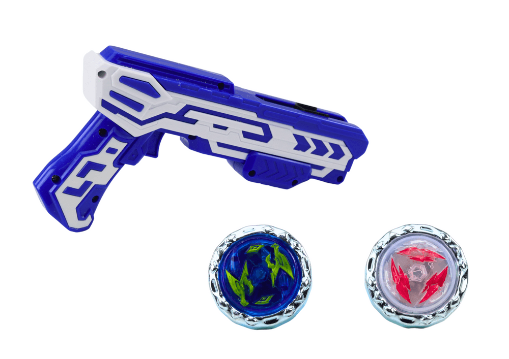 LEAN TOYS Set pištol izstreljevalk, 2 kovinska koluta, moder, luči 2
