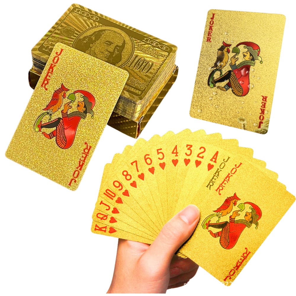 LEAN TOYS Zlate igrače karte za igranje, 54 kart