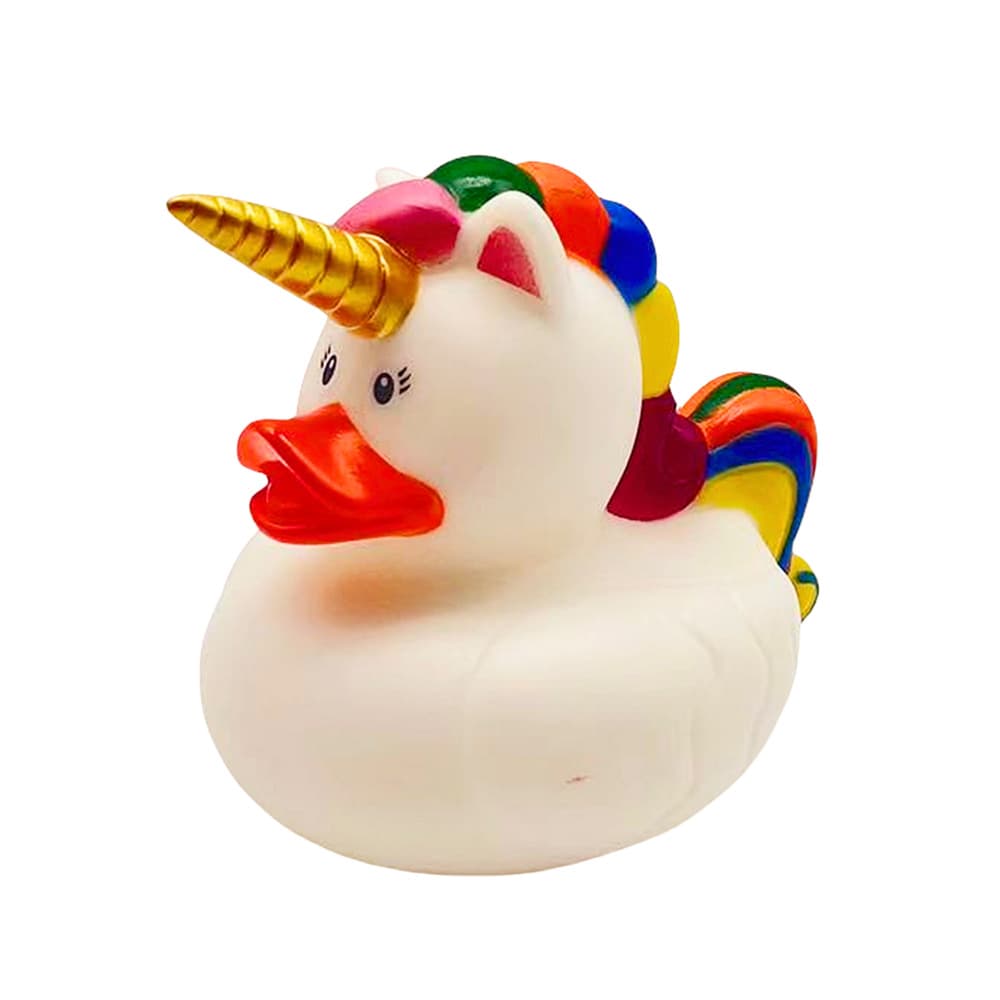 LEAN TOYS Kiskica samorog igrača za kopel, mavrična griva, bela 2