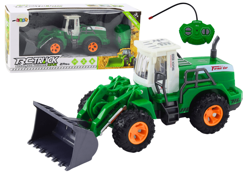 LEAN TOYS RC bager nakladač, daljinsko voden, dvigljiva roka, zelen