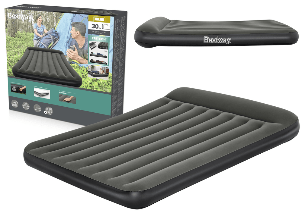 BESTWAY 67682 Napihljiv dvoposteljni materac 203x152x30 cm z vgrajenim vzglavnikom