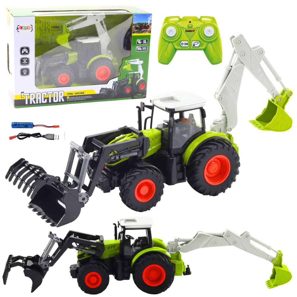 Traktor LEAN TOYS 2v1 z žlico in bagrom na daljinsko vodenje