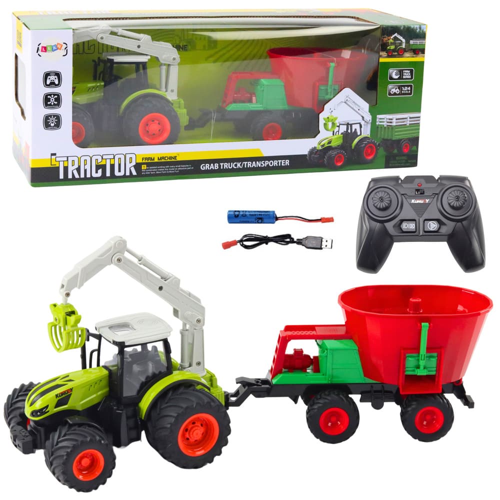 Traktor LEAN TOYS s sejalnikom in obračalnim prijemalom na daljinsko vodenje