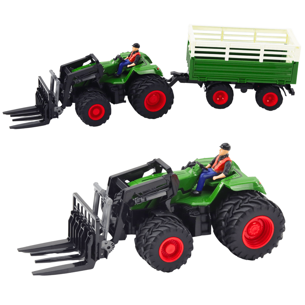 Traktor LEAN TOYS s prikolico in vilami, dvojna kolesa, RC 2