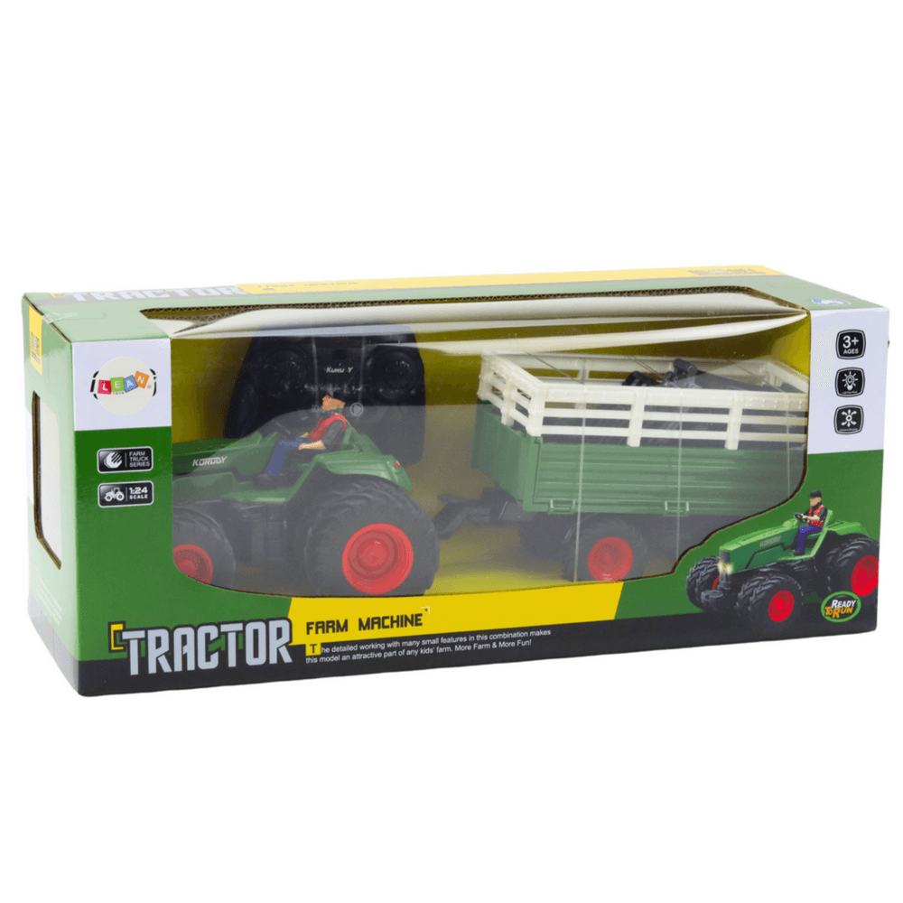 Traktor LEAN TOYS s prikolico in vilami, RC 2.4G 3