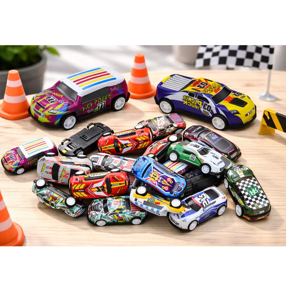 Set resorik avtomobilčkov v kovčku LEAN TOYS, 25 kosov + podloga 4