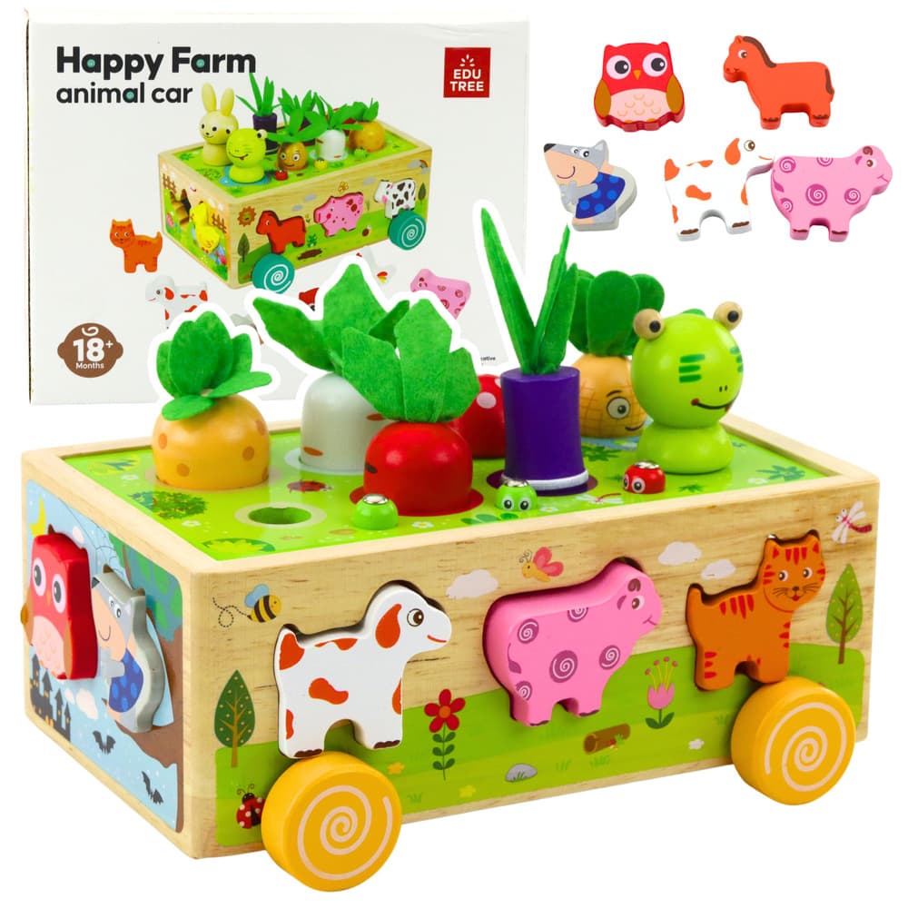 LEAN TOYS Interaktivna lesena igrača Vesela farma z magnetnimi črvi