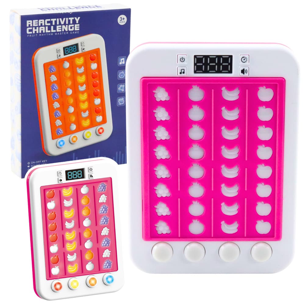 LEAN TOYS Elektronska ritmična igra sadje, lučke, zvoki, roza