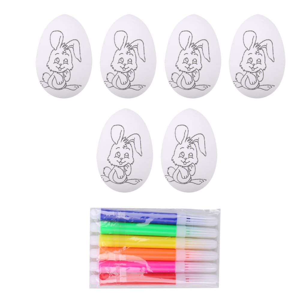 LEAN TOYS Komplet 6 velikonočnih jajc za barvanje (Zajec) 2