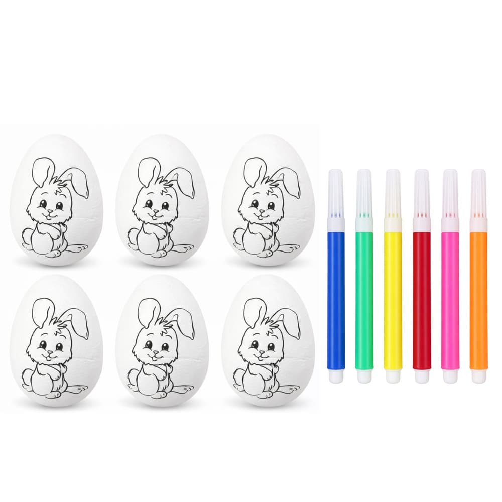 LEAN TOYS Komplet 6 velikonočnih jajc za barvanje (Zajec) 4