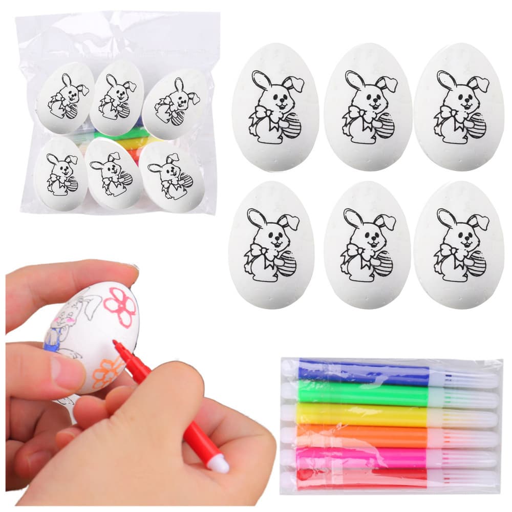 LEAN TOYS Komplet 6 velikonočnih jajc za barvanje (Zajec)