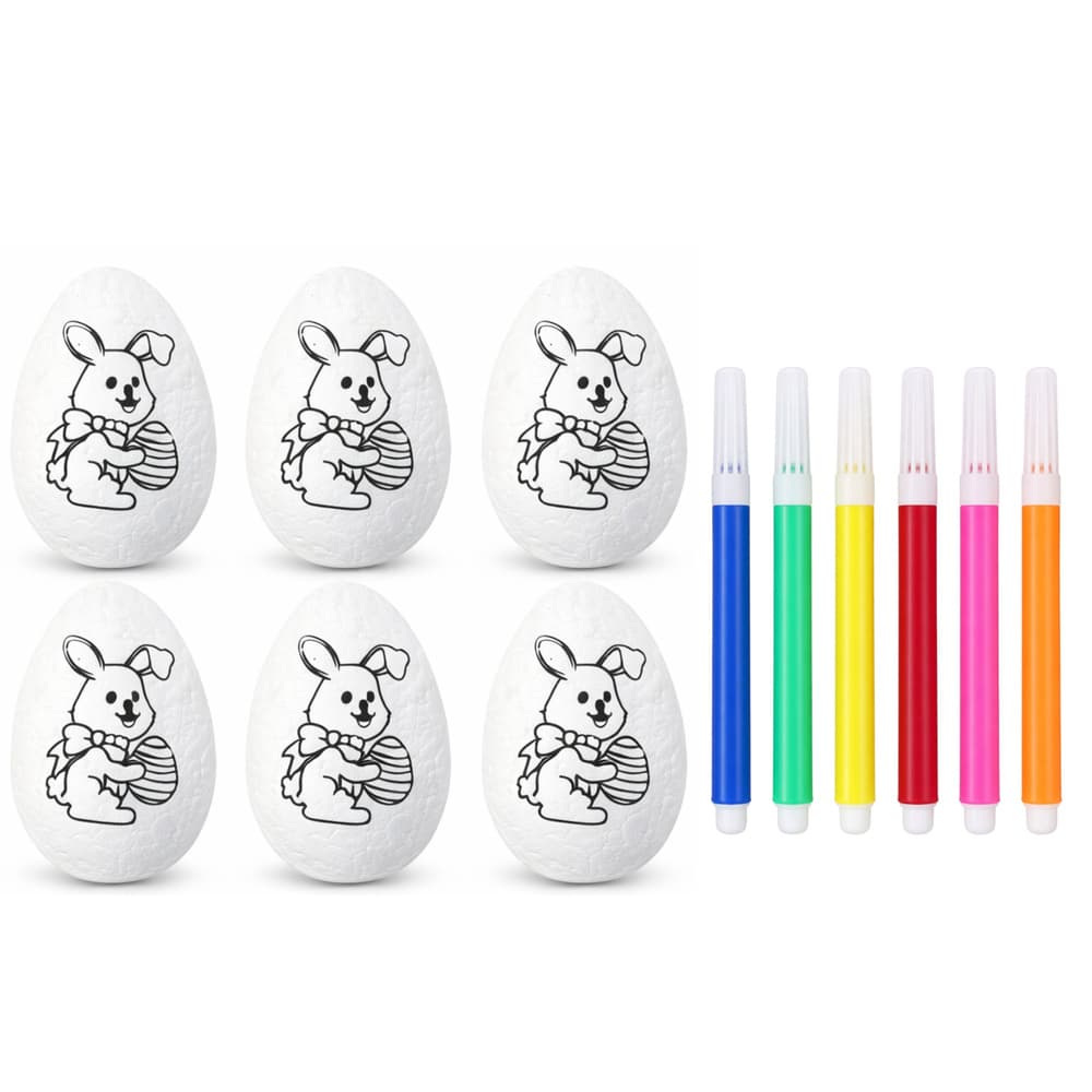 LEAN TOYS Komplet 6 velikonočnih jajc za barvanje (Zajec) 4