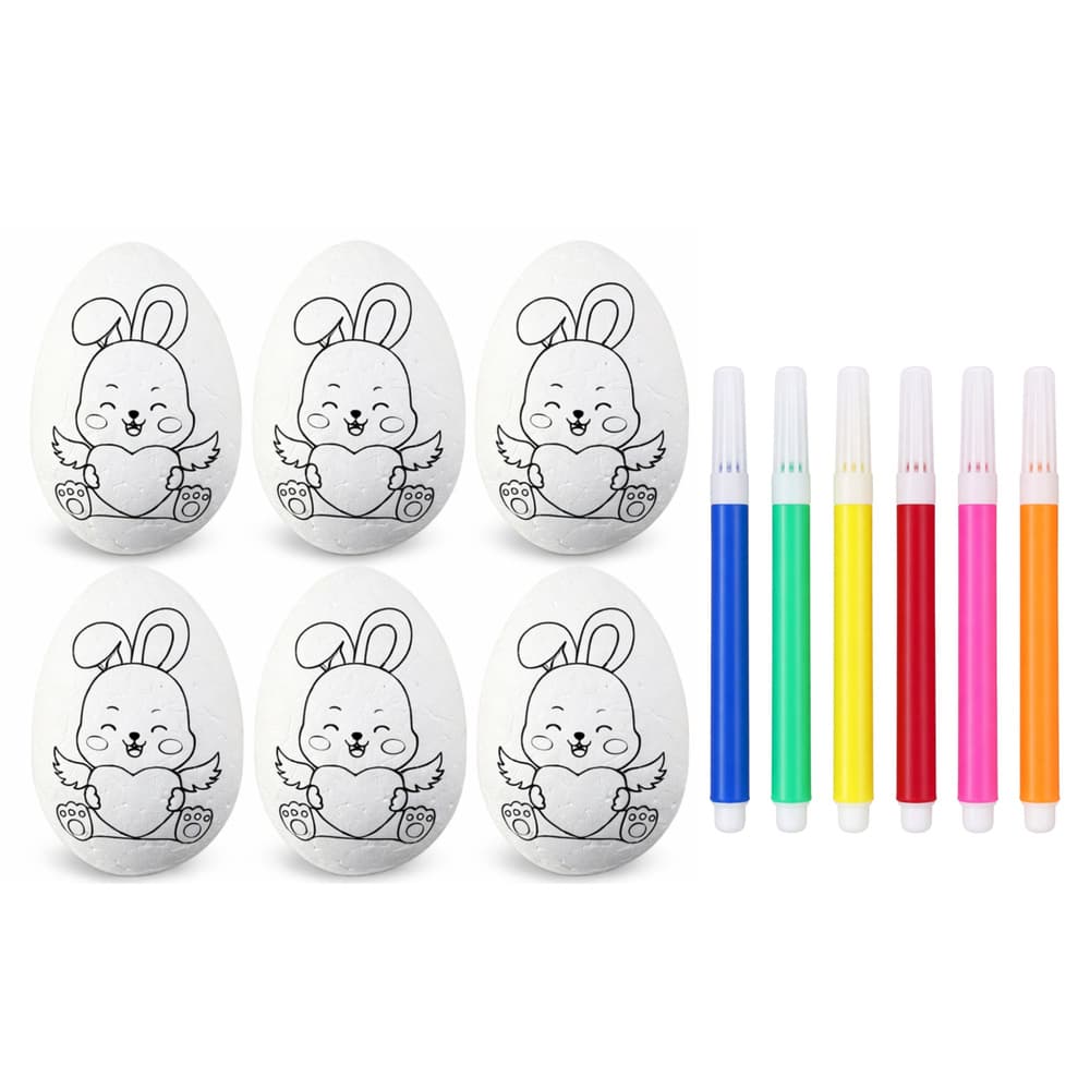 LEAN TOYS Komplet 6 velikonočnih jajc za barvanje (Zajec) 4