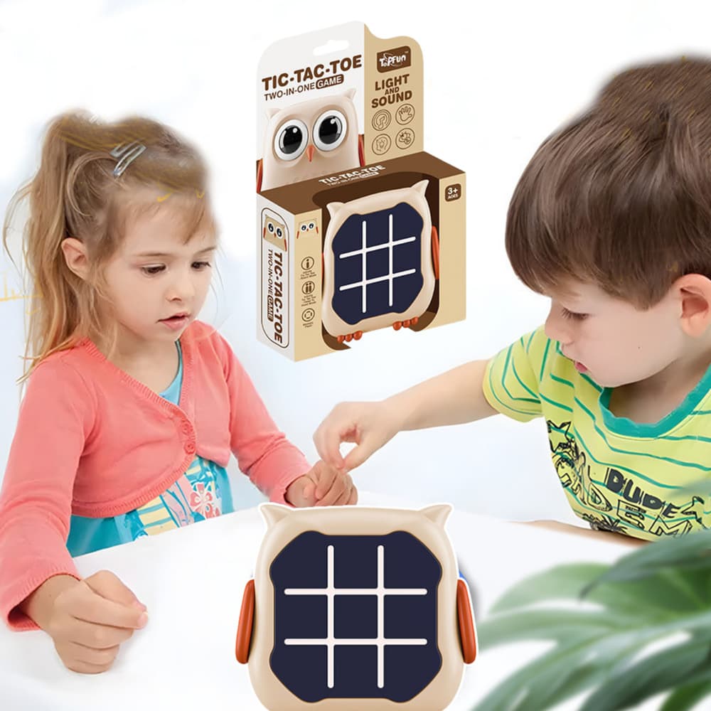 Elektronska igra LEAN TOYS Sova 3v1: Križci, Krogi, Spomin (Bež) 4