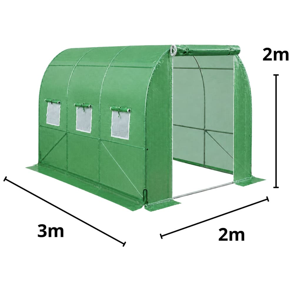 Vrtni tunel LEAN, zeleni, 2x3 m, 6 m², s 6 okni in mrežami proti komarjem 6