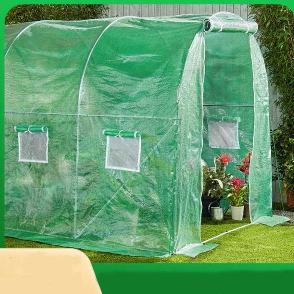 Vrtni tunel LEAN, zeleni, 4,5x2 m, 9 m², s 8 okni in mrežami proti komarjem 4