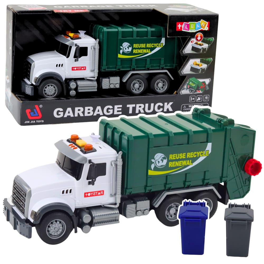 LEAN TOYS Tovornjak smetar z zabojniki, luči, zvoki